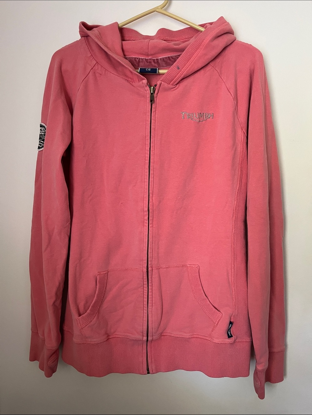 Triumph Motorcycles Coral Pink Zip Up Hooded Athletic Jacket